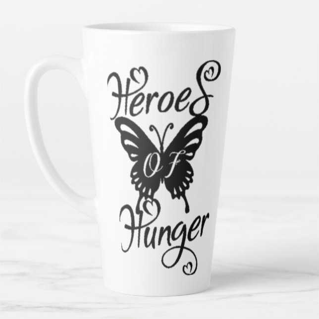 Heroes of Hunger Butterfly Large Latte Mug (Left)