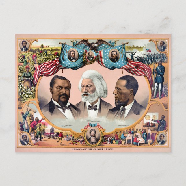 Heroes of the coloured race Poster 1881 Restored Postcard (Front)