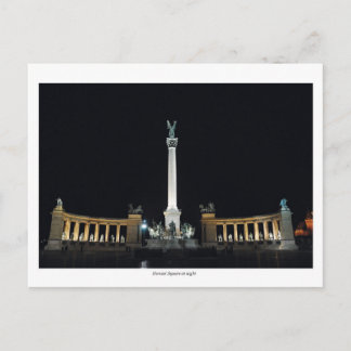 Heroes Square at night Postcard