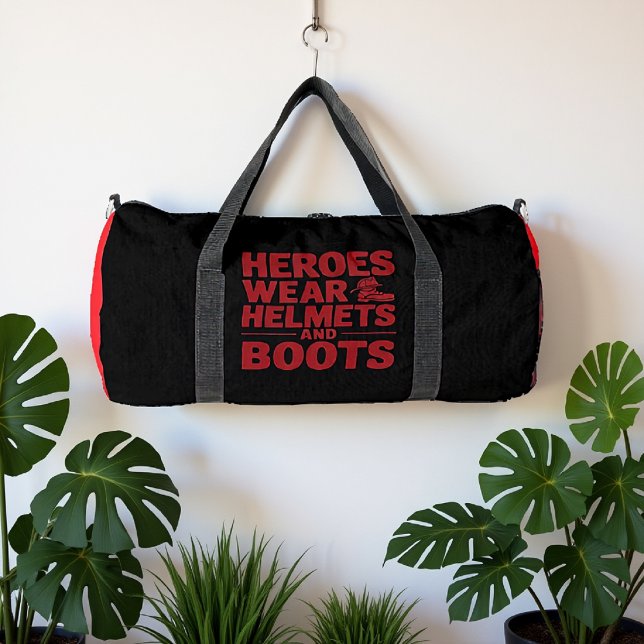 Heroes Wear Helmets And Boots  Duffle Bag (Creator Uploaded)