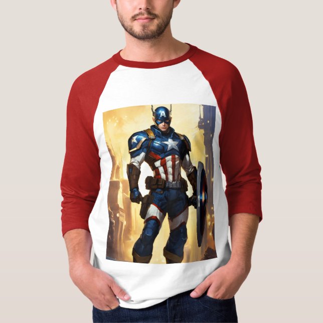 "Heroic Captain America T-Shirt" T-Shirt (Front)