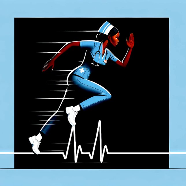 "Heroic Dash: A Nurse in Action, Est. 1860" Magnet ("Capturing the Pulse of Compassion: Tribute to African American Nurses")