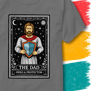Heroic Father Shield Mystic Night Card Tarot Dad T-Shirt