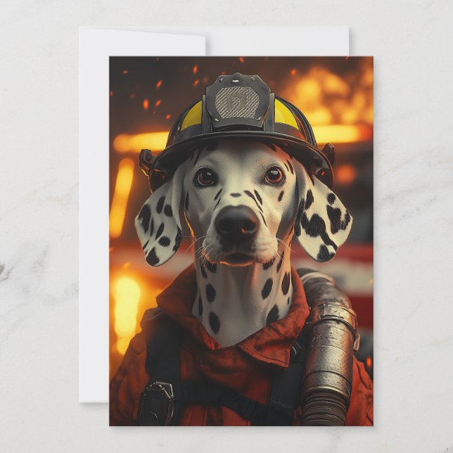 Heroic Firefighter Dalmatian Invitation (Front)
