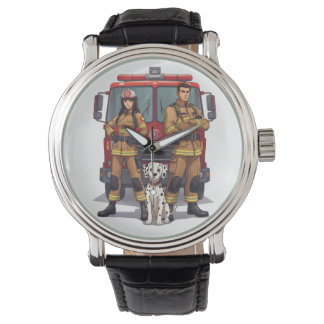 Heroic Firefighters & Dalmatian Anime Wrist Watch