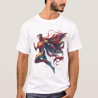 Heroic Glow: Hand-Painted Superhero Art T-Shirt De