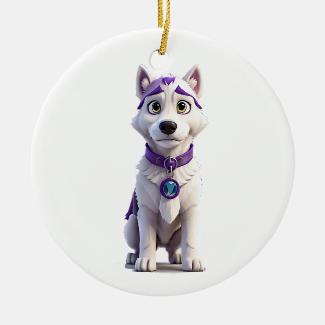 Heroic Husky Ceramic Tree Decoration (Front)