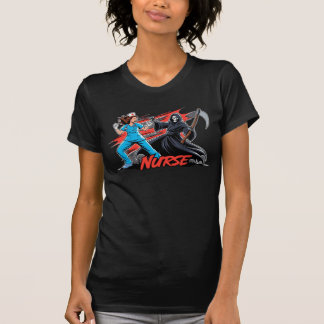Heroic Nurse vs Grim Reaper Battle – Bold Medical  T-Shirt