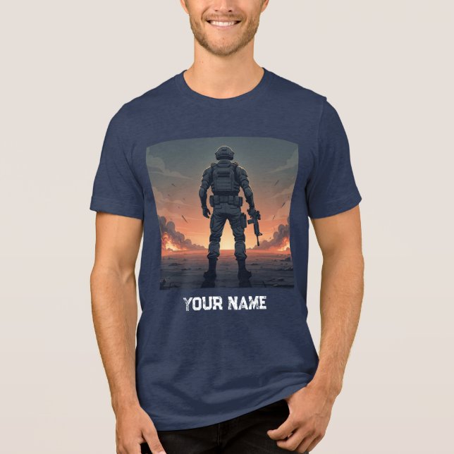 Heroic Soldier Back View T-Shirt Tri-Blend Shirt (Front)