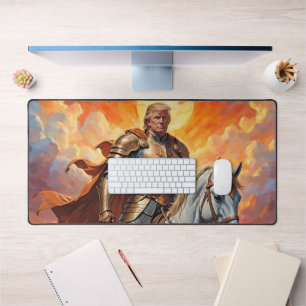 Heroic Trump Warrior in Golden Armour Desk Mat