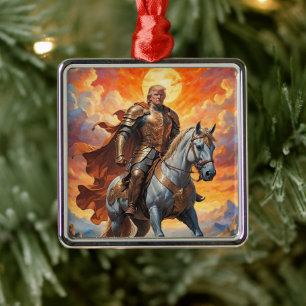 Heroic Trump Warrior in Golden Armour Metal Tree Decoration