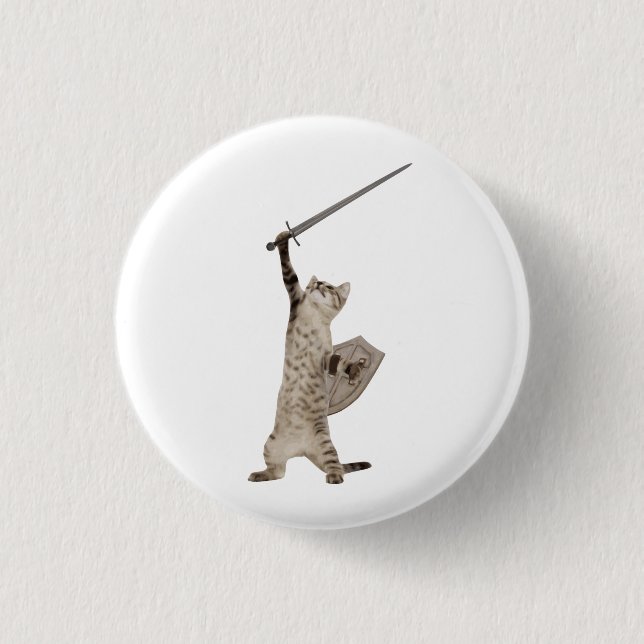 Heroic Warrior Knight Cat 3 Cm Round Badge (Front)