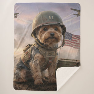 Heroic Yorkie Special Forces   Sherpa Blanket