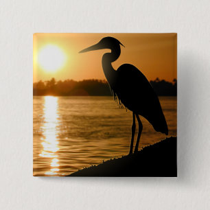 Heron 15 Cm Square Badge