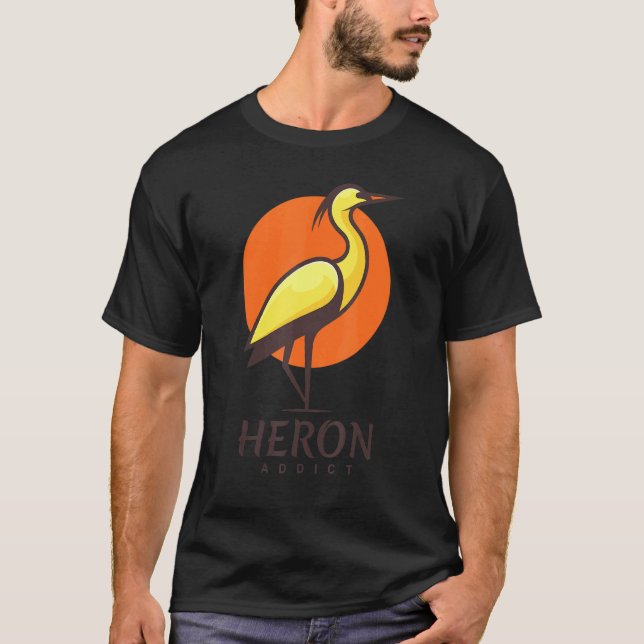Heron Addict Watching Birdwatching Birdwatcher Bir T-Shirt (Front)