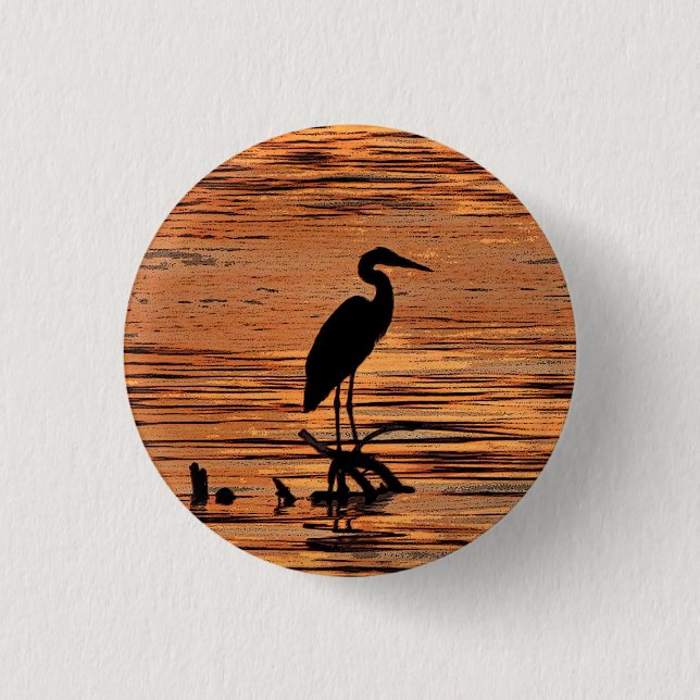 Heron at Sunset 3 Cm Round Badge (Front)