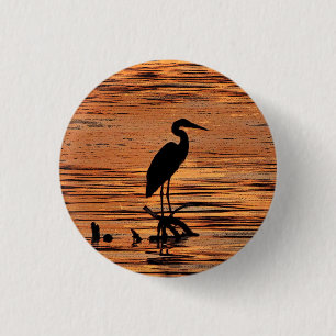 Heron at Sunset 3 Cm Round Badge