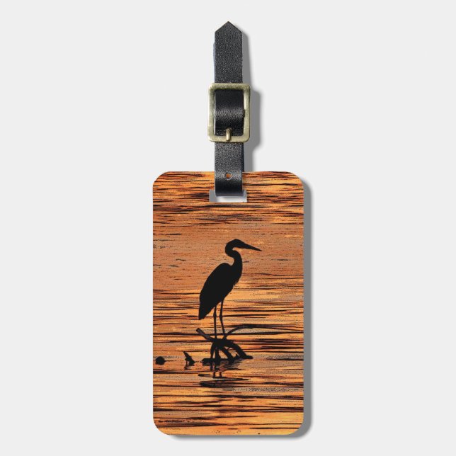 Heron at Sunset Luggage Tag (Front Vertical)