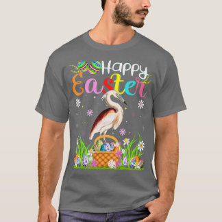 Heron Bird Bunny Egg Hunting Funny Heron Happy Eas T-Shirt
