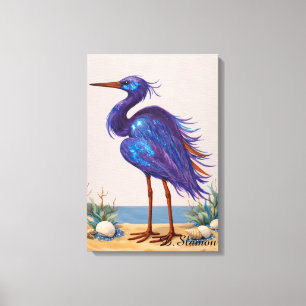 Heron Bird On The Beach Canvas Print