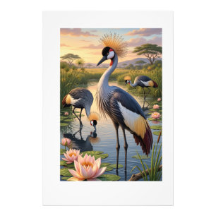 Heron By The Water Serene Nature Landscape Fleece Photo Print