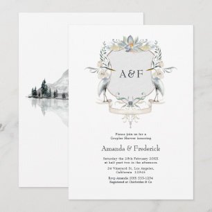 Heron Crest Elegant Lake Wedding Couples Shower Invitation