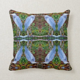 Heron: grey, green brown tan pattern cushion