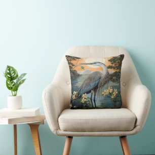 Heron in Pond Cushion