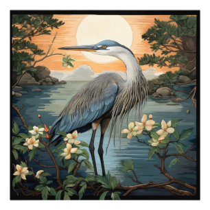 Heron in Pond Photo Print