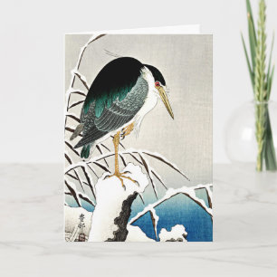 Heron in Snow, fine art by Ohara Koson Card