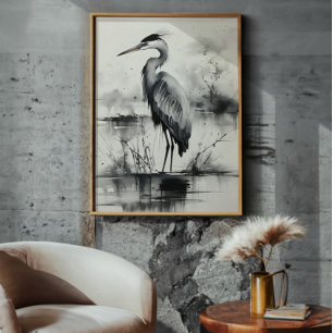 Heron Ink Painting Photo Print
