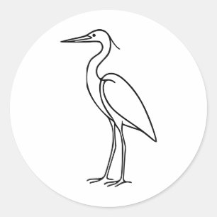 Heron Line Art – Minimalist Bird Illustration Classic Round Sticker