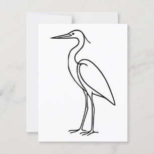 Heron Line Art – Minimalist Bird Illustration Postcard