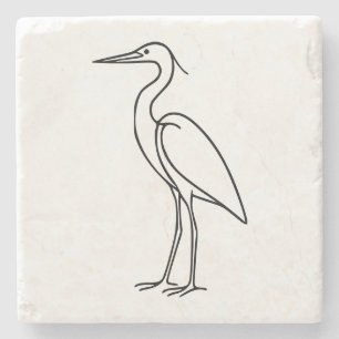 Heron Line Art – Minimalist Bird Illustration Stone Coaster