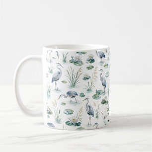 Heron Lover Water Lily Nature Botanical Wetland Coffee Mug