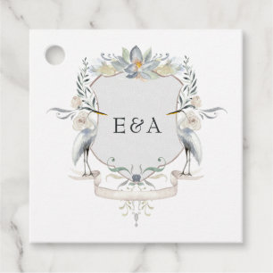 Heron Monogram Crest Elegant Lake Wedding Favour Tags