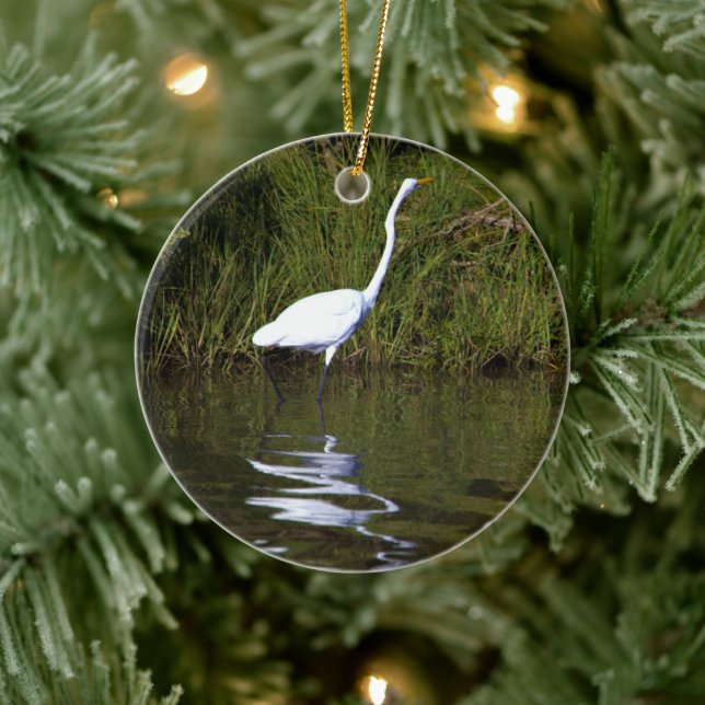Heron Photo Ceramic Tree Decoration (Tree)
