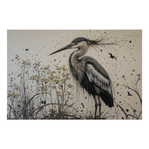 Heron’s Elegance Poster