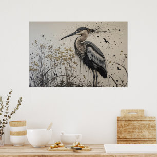 Heron’s Elegance Poster