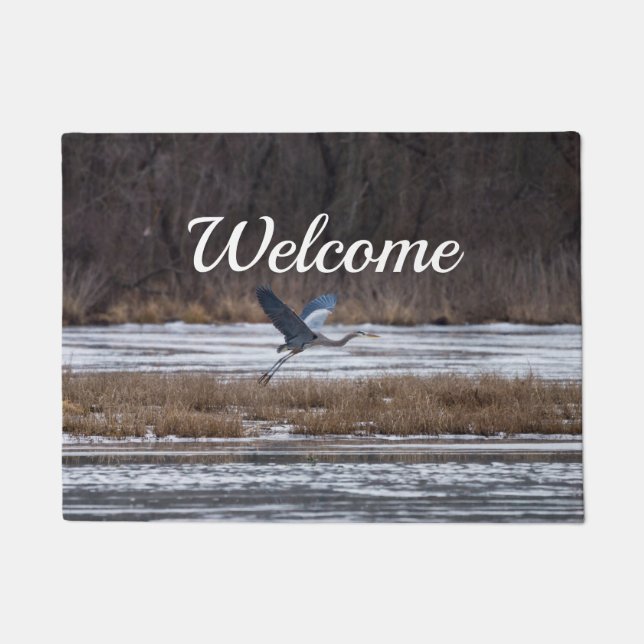 Heron Take Off Welcome Doormat (Front)