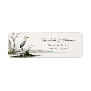 Heron Toile French Country Return Address Label