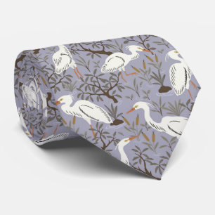 Heron water pond - lavender - great egret bird tie