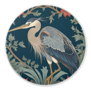 Heron William Morris style Left Sea Marine Bird Ceramic Knob