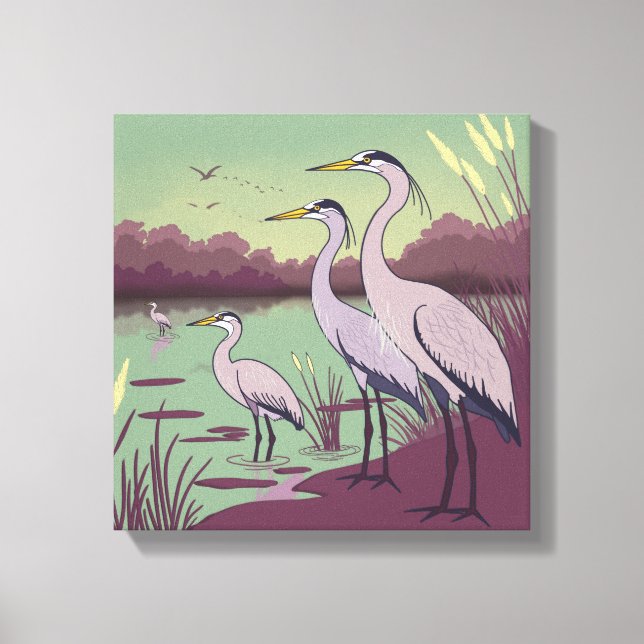 Herons by the Lake Canvas Print (Front)