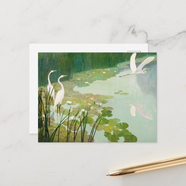 Herons in Summer by Newell Convers Wyeth Holiday Postcard (Front/Back In Situ)