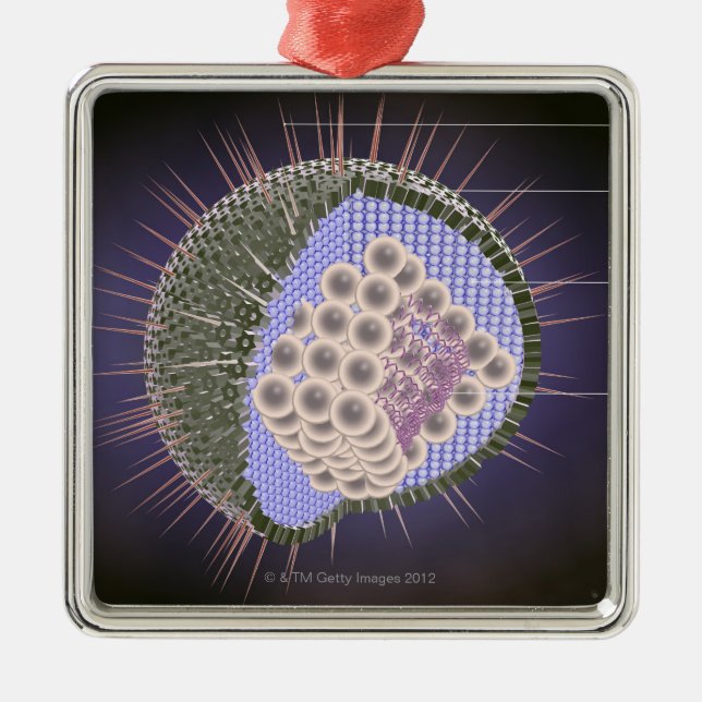 Herpes Virus Structure Metal Tree Decoration (Front)