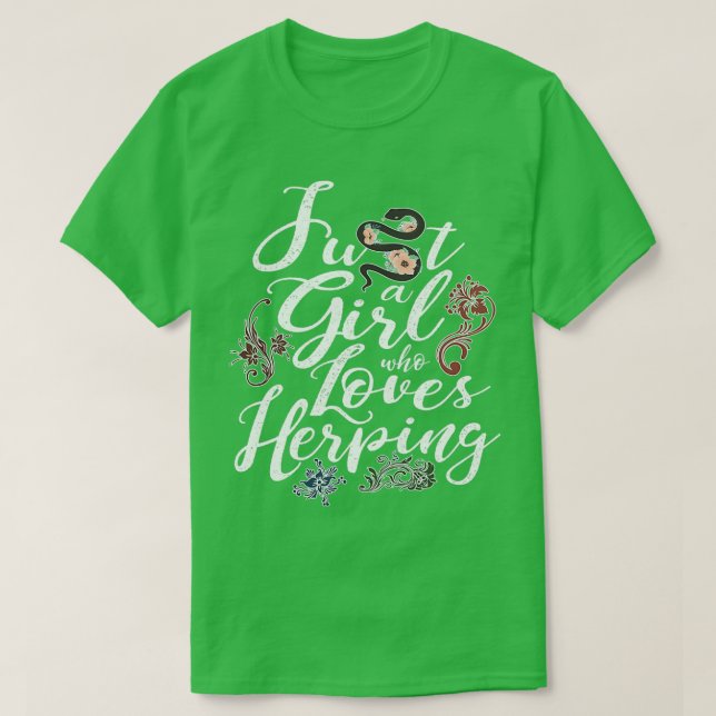 Herpetology Snake Reptile Girl Herping Gecko  T-Shirt (Design Front)