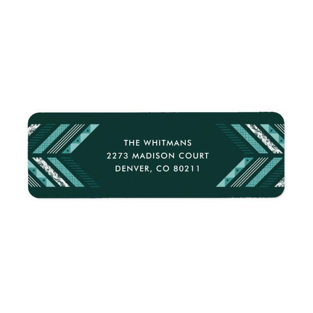 Herringbone Band Address Label - Teal (Front)
