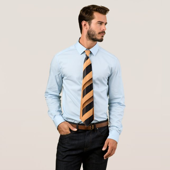 Herringbone braided braid Brown Modern Pattern Tie (In Situ)