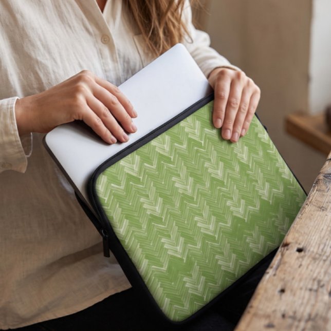 Herringbone Chevron Pattern on Forest Green Laptop Sleeve (Creator Uploaded)